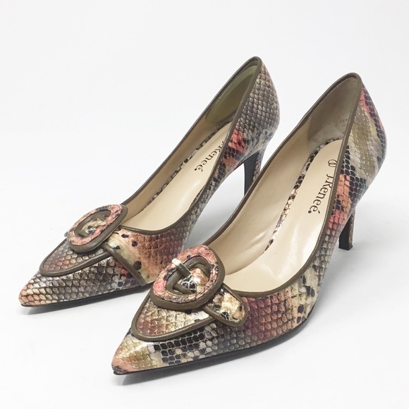 J.Reneé Nari Birch Multi Snakeskin Print Heels. - Picture 1 of 16